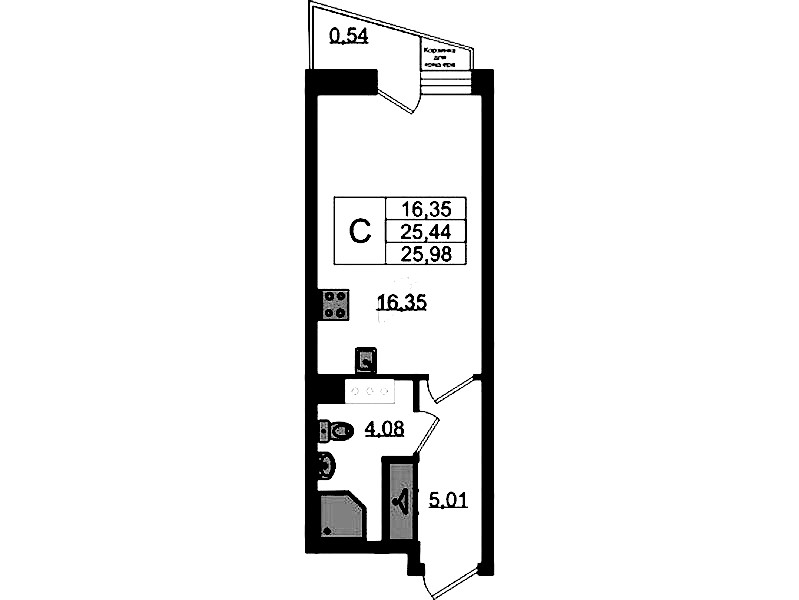 Квартира студия 25.98 м², 6/11 эт., ЖК «VEREN NORT Сертолово»